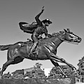 Masked Rider Statue in BW